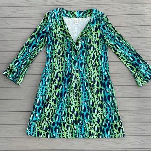 Diane Von Furstenberg Teal Green Silk Animal Print Leopard Dress 6